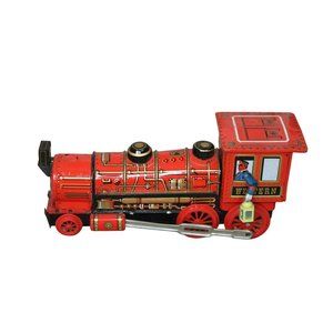 Vintage Western Special Locomotive Red Tin Train Japan